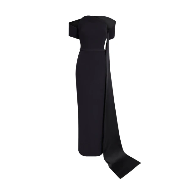 Safiyaa Giorgia Long Dress In Black -  - Demi-Couture Evening Wear at Luxury Shoes 