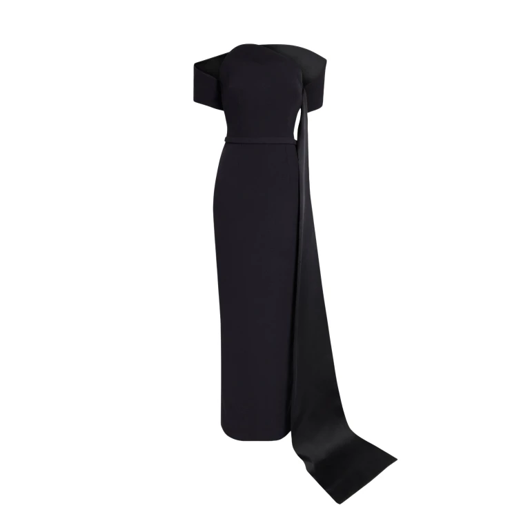 Safiyaa Giorgia Long Dress In Black -  - Demi-Couture Evening Wear at Luxury Shoes 