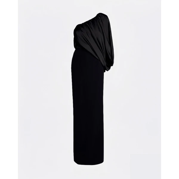 Safiyaa Ines Dress Long In Black -  - Demi-Couture Evening Wear at Luxury Shoes 