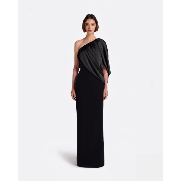 Safiyaa Ines Dress Long In Black -  - Demi-Couture Evening Wear at Luxury Shoes 