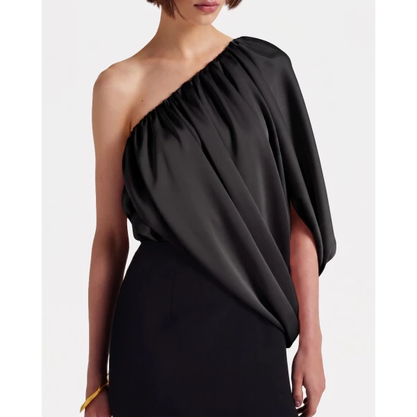 Safiyaa Ines Dress Long In Black -  - Demi-Couture Evening Wear at Luxury Shoes 