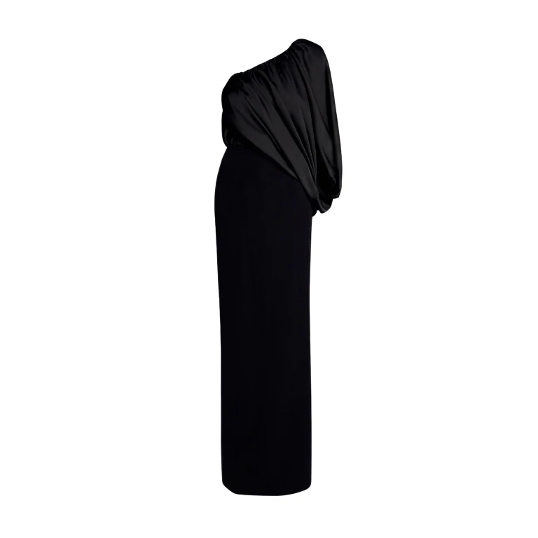 Safiyaa Ines Dress Long In Black -  - Demi-Couture Evening Wear at Luxury Shoes 