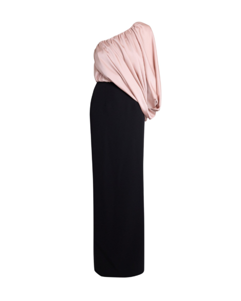 Safiyaa Ines Long Dress In Ballet Pink On Black -  - Demi-Couture Evening Wear at Luxury Shoes 