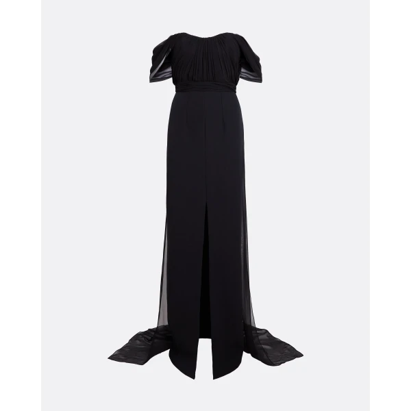 Safiyaa Iselle Dress Long In Black -  - Demi-Couture Evening Wear at Luxury Shoes 