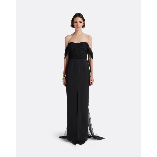 Safiyaa Iselle Dress Long In Black -  - Demi-Couture Evening Wear at Luxury Shoes 