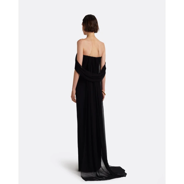 Safiyaa Iselle Dress Long In Black -  - Demi-Couture Evening Wear at Luxury Shoes 