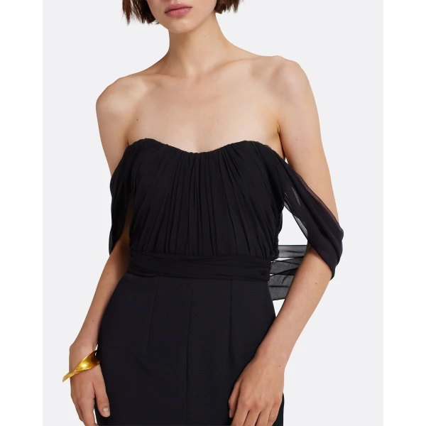 Safiyaa Iselle Dress Long In Black -  - Demi-Couture Evening Wear at Luxury Shoes 