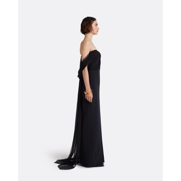 Safiyaa Iselle Dress Long In Black -  - Demi-Couture Evening Wear at Luxury Shoes 