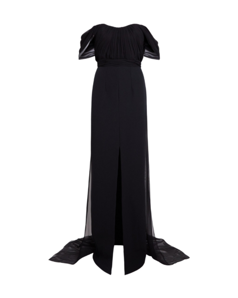 Safiyaa Iselle Dress Long In Black -  - Demi-Couture Evening Wear at Luxury Shoes 
