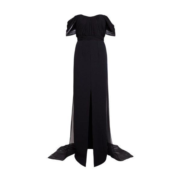 Safiyaa Iselle Dress Long In Black -  - Demi-Couture Evening Wear at Luxury Shoes 