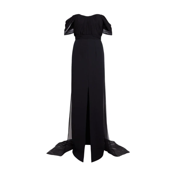 Safiyaa Iselle Dress Long In Black -  - Demi-Couture Evening Wear at Luxury Shoes 
