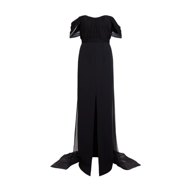 Safiyaa Iselle Dress Long In Black -  - Demi-Couture Evening Wear at Luxury Shoes 