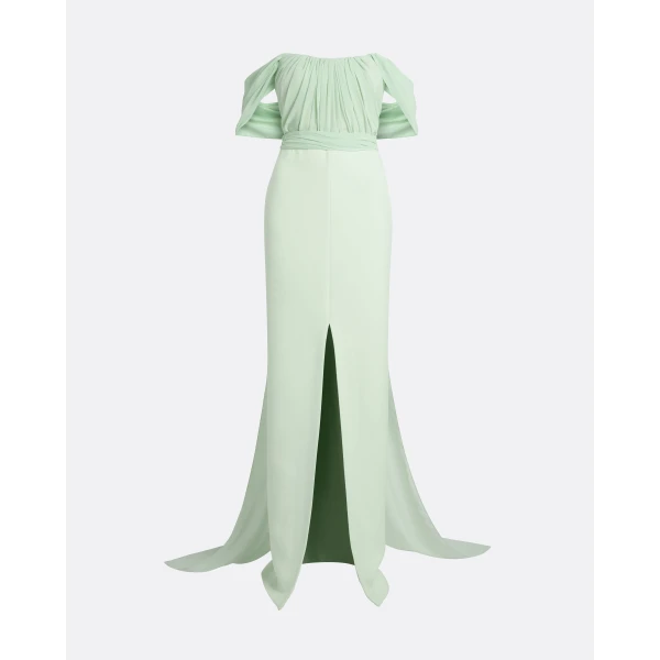 Safiyaa Iselle Dress Long In Sea Glass -  - Demi-Couture Evening Wear at Luxury Shoes 