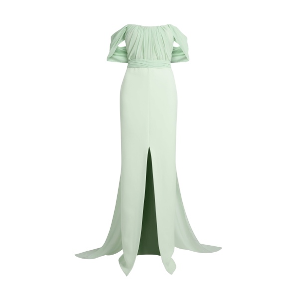 Safiyaa Iselle Dress Long In Sea Glass -  - Demi-Couture Evening Wear at Luxury Shoes 