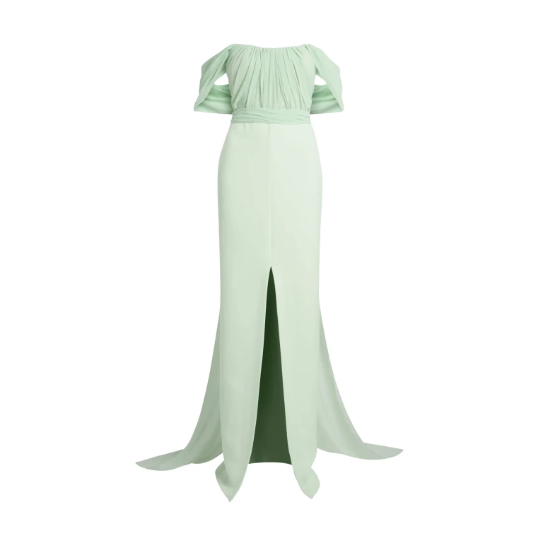 Safiyaa Iselle Dress Long In Sea Glass -  - Demi-Couture Evening Wear at Luxury Shoes 