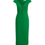 Safiyaa Klea Midi Dress In Blade Green -  - Demi-Couture Evening Wear at Luxury Shoes 