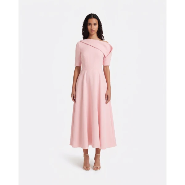 Safiyaa Melinda Midi Dress In Lychee -  - Demi-Couture Evening Wear at Luxury Shoes 