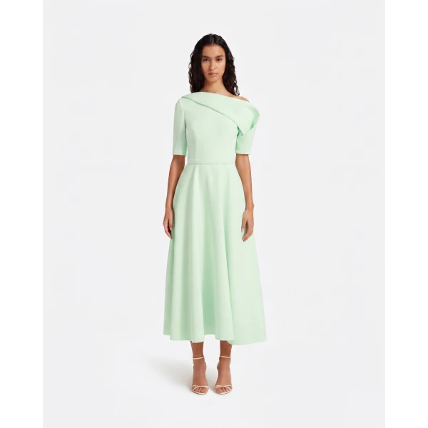 Safiyaa Melinda Midi Dress In Sea Glass -  - Demi-Couture Evening Wear at Luxury Shoes 