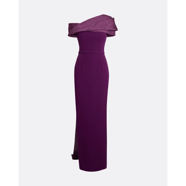 Safiyaa Phira Long Dress In Currant -  - Demi-Couture Evening Wear at Luxury Shoes 