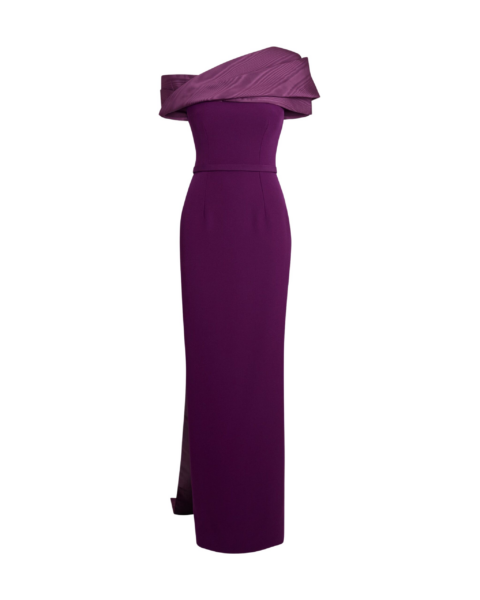 Safiyaa Phira Long Dress In Currant -  - Demi-Couture Evening Wear at Luxury Shoes 