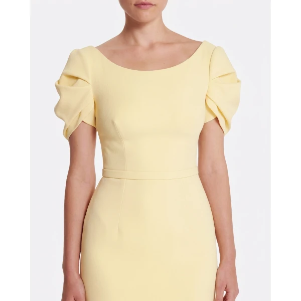 Safiyaa Vanna Long Dress In Pale Yellow -  - Demi-Couture Evening Wear at Luxury Shoes 