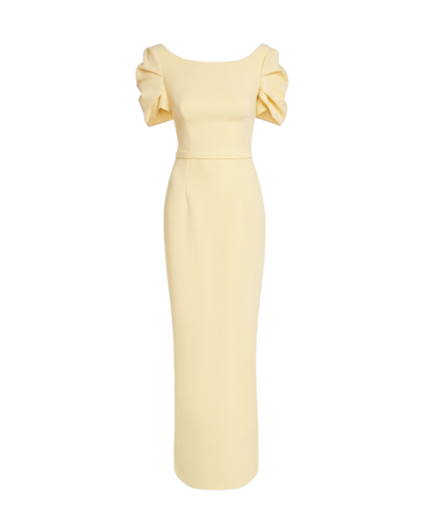 Safiyaa Vanna Long Dress In Pale Yellow -  - Demi-Couture Evening Wear at Luxury Shoes 