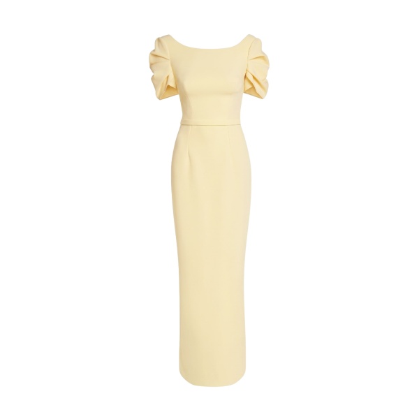 Safiyaa Vanna Long Dress In Pale Yellow -  - Demi-Couture Evening Wear at Luxury Shoes 