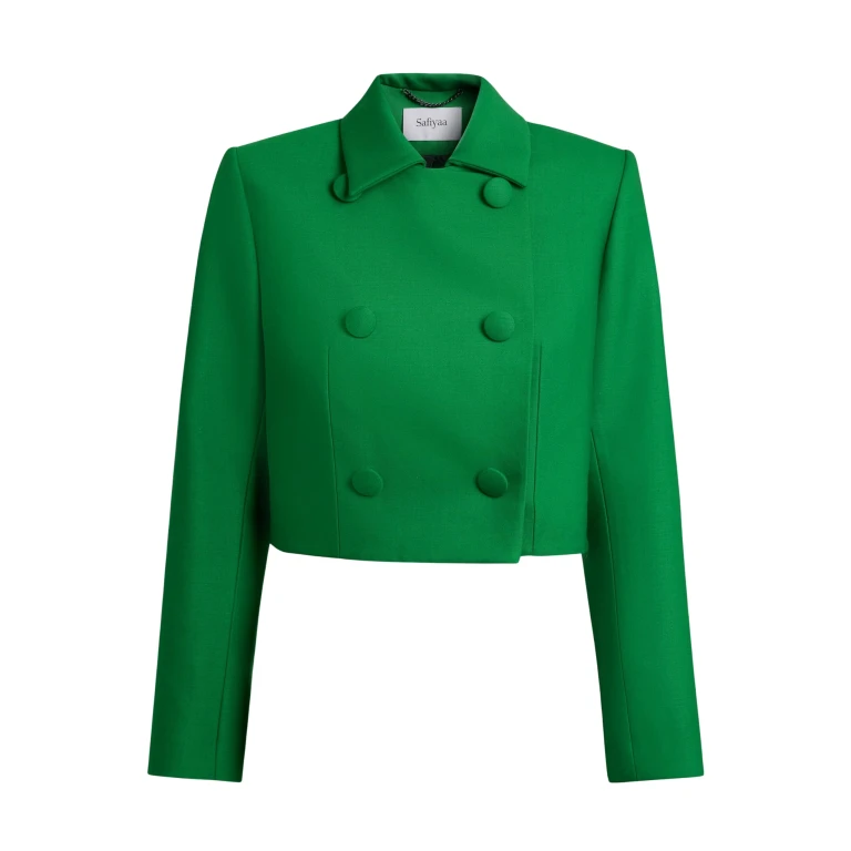 Safiyaa Yui Jacket In Blade Green -  - Demi-Couture Evening Wear at Luxury Shoes 