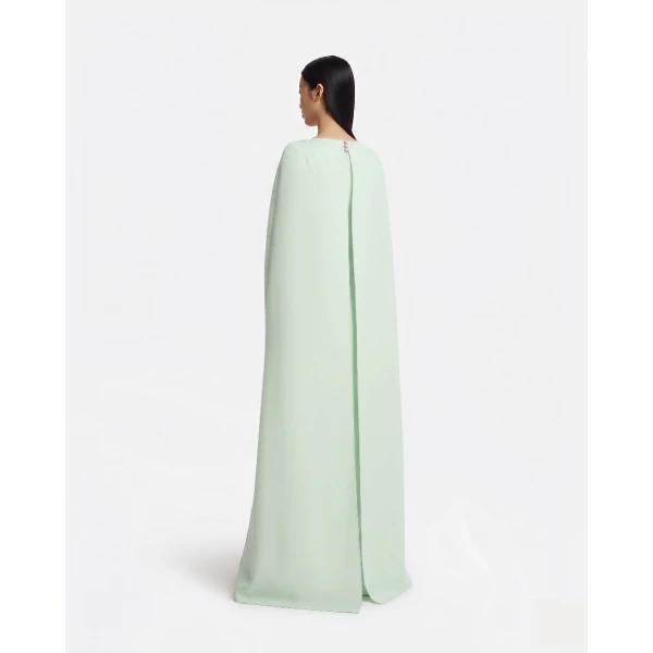 Safiyaa Yuna Long Dress In Sea Glass With Silver -  - Demi-Couture Evening Wear at Luxury Shoes 