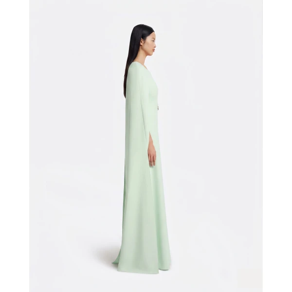 Safiyaa Yuna Long Dress In Sea Glass With Silver -  - Demi-Couture Evening Wear at Luxury Shoes 