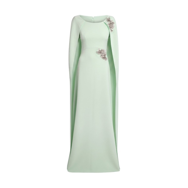 Safiyaa Yuna Long Dress In Sea Glass With Silver -  - Demi-Couture Evening Wear at Luxury Shoes 