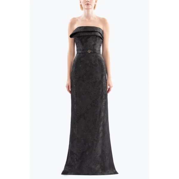 Brocade Long Fitted Dress - Image 5