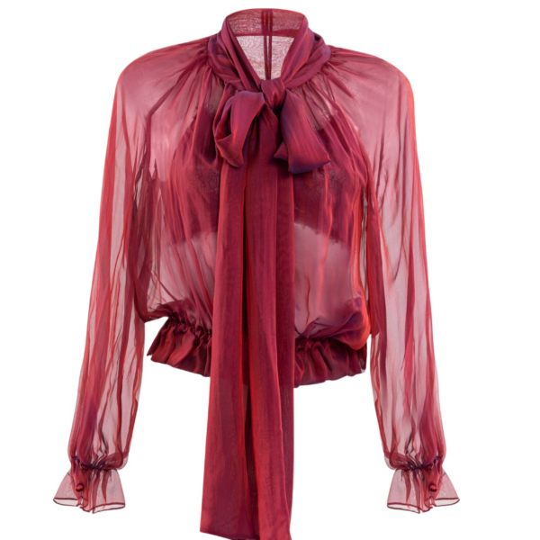 Saiid Kobeisy Chiffon Bow Chemise Top