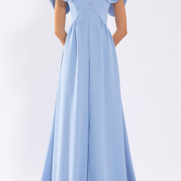 Saiid Kobeisy Crepe Jumpsuit With Back Overskirt, view 5