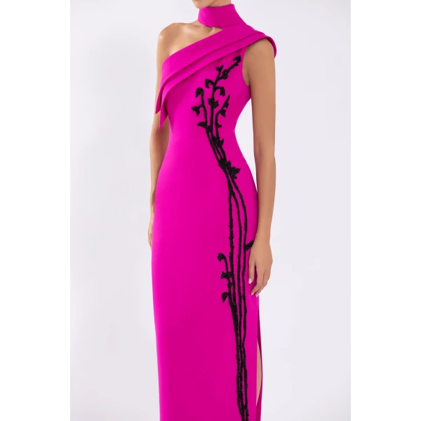 Crepe Off-Shoulder Dress With Beading - Image 6