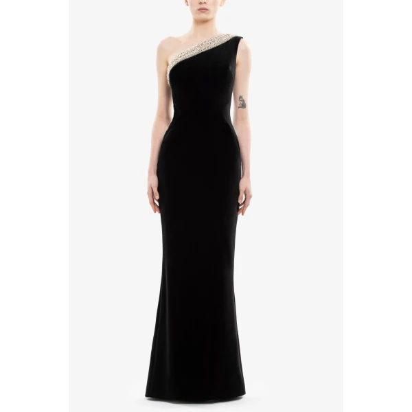 Crystal Embellished One-Shoulder Dress - Image 5