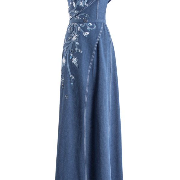 Saiid Kobeisy Denim Dress With Printed Embroidery