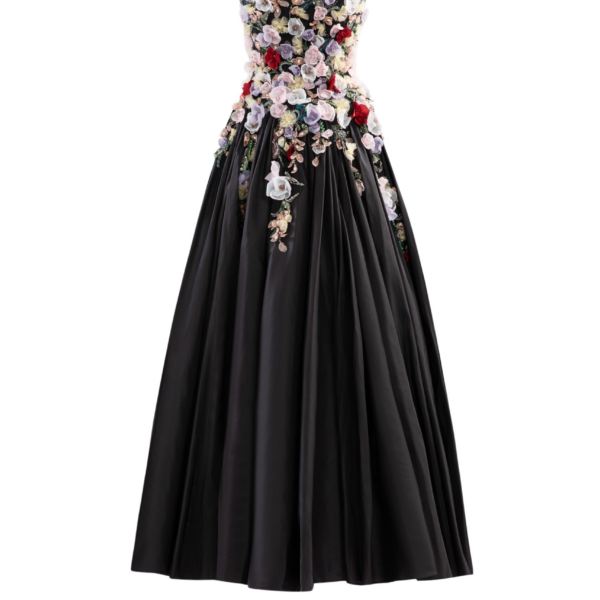 Saiid Kobeisy Embellished 3D Flowers Taffeta Gown