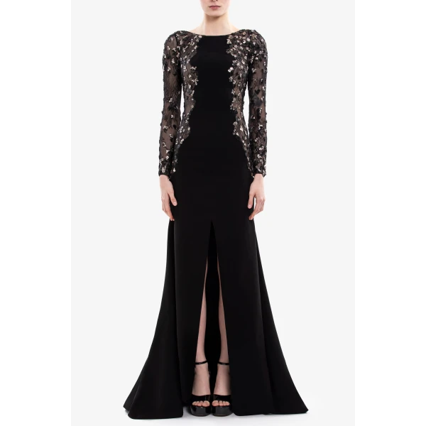 Embellished Crepe Long Dress - Image 5