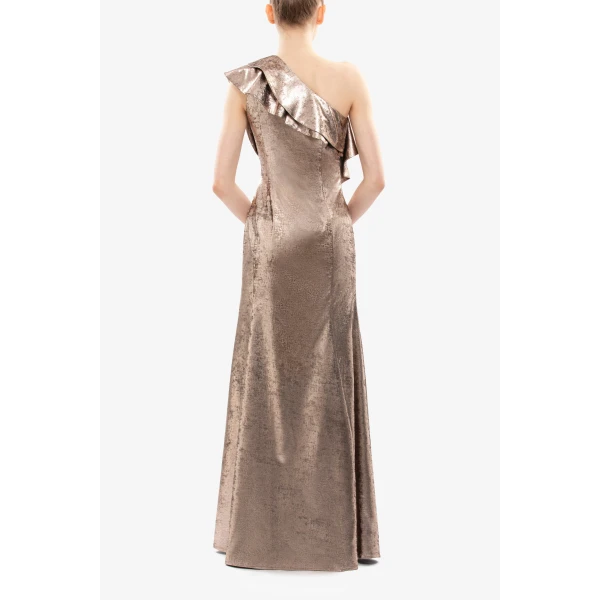 Embellished One-Shoulder Lamé Dress - Image 6