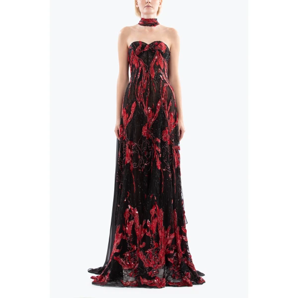 Embroidered Strapless Dress - Image 5