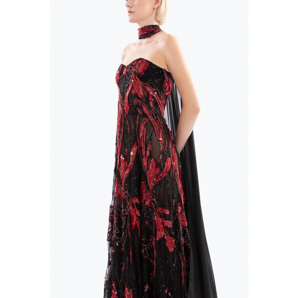 Embroidered Strapless Dress - Image 6