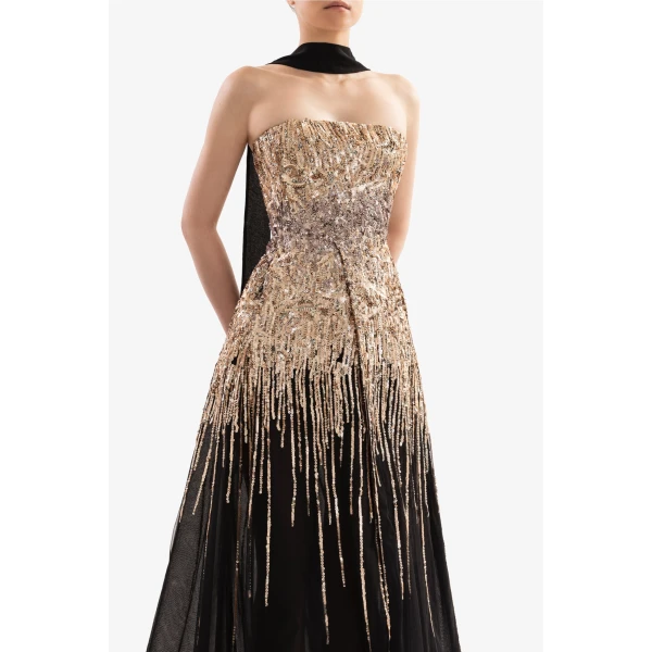 Embroidered Strapless Dress - Image 6