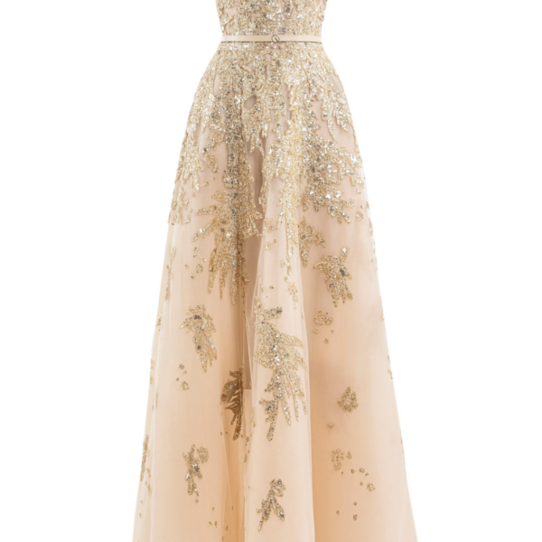 Saiid Kobeisy Embroidered Strapless Dress