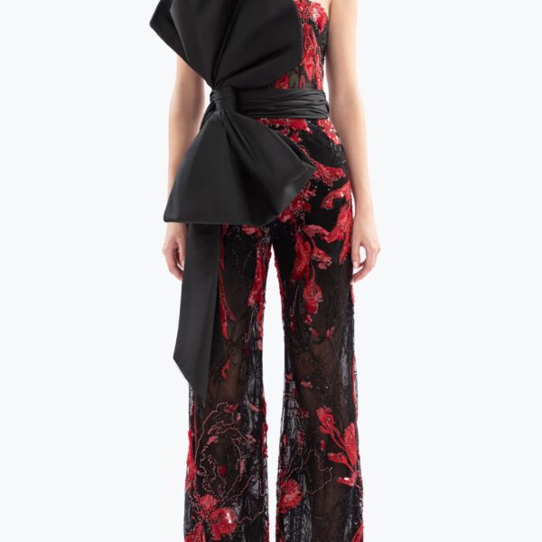 Saiid Kobeisy Embroidered Strapless Jumpsuit, view 2