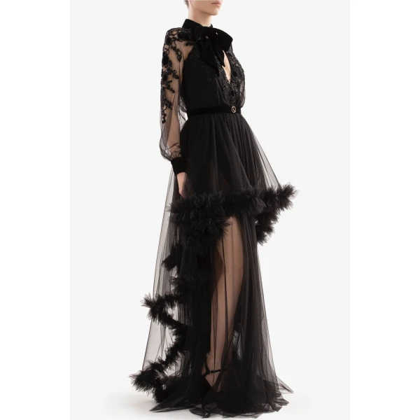 Embroidered Tulle Dress With Ruffles - Image 6