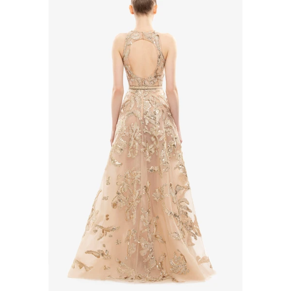Embroidered Tulle Long Dress - Image 6