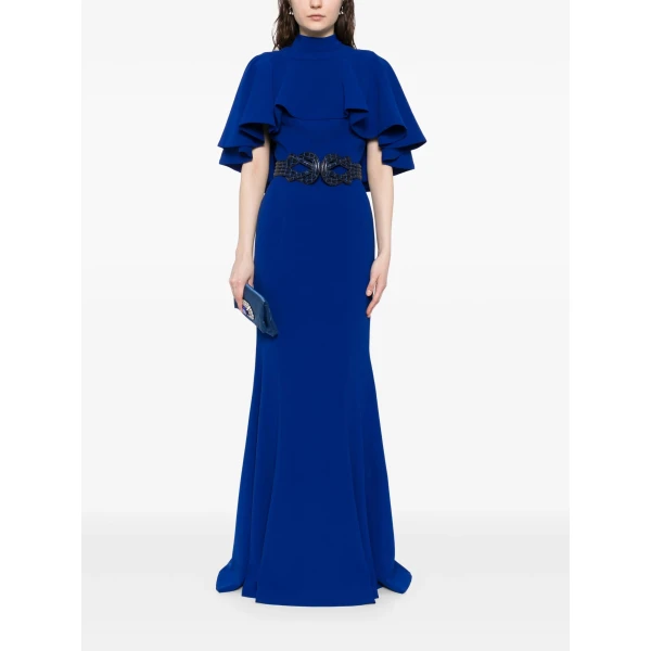 Fitted Crepe Long Dress - Image 5