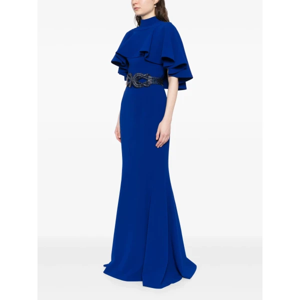 Fitted Crepe Long Dress - Image 6