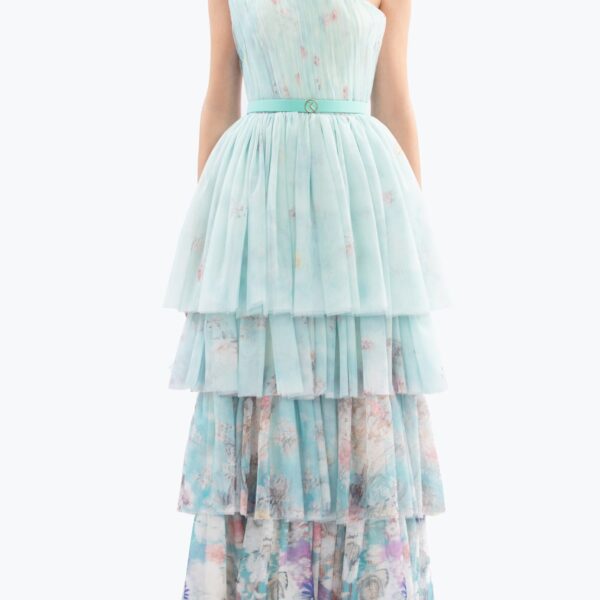 Saiid Kobeisy Floral Printed One-Shoulder Dress, view 5